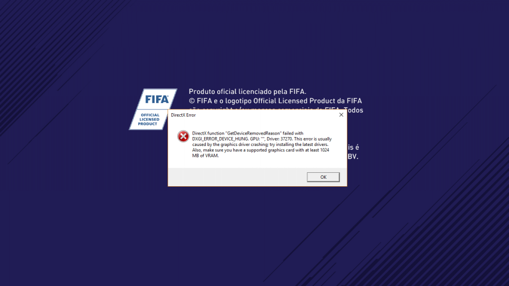 Ошибка DirectX FIFA 18