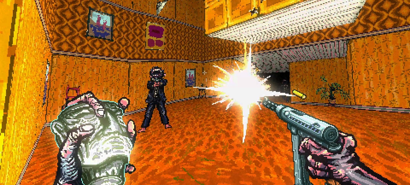 Геймплей шутера Post Void с безумным визуальным стилем