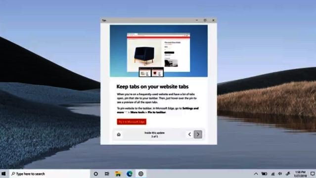 Windows 10 сама расскажет о новшествах очередного обновления
