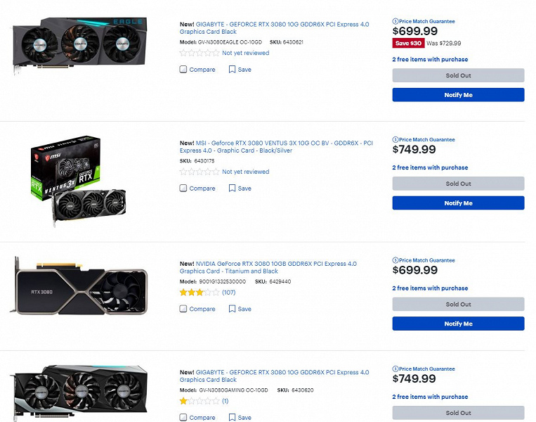 Последствия дефицита: стоимость GeForce RTX 3080 взлетела до $2500, пользователи жалуются на Nvidia, та извиняется