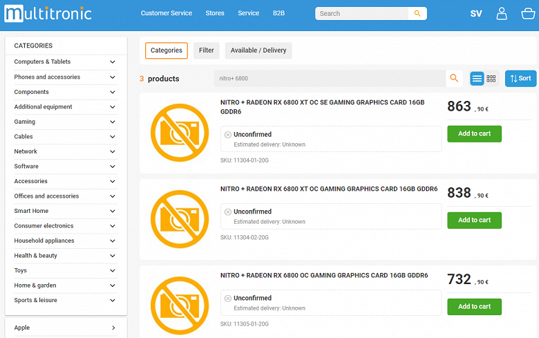 Видеокарты Radeon RX 6800 и Radeon RX 6800 XT в Европе заметно дороже, чем в США